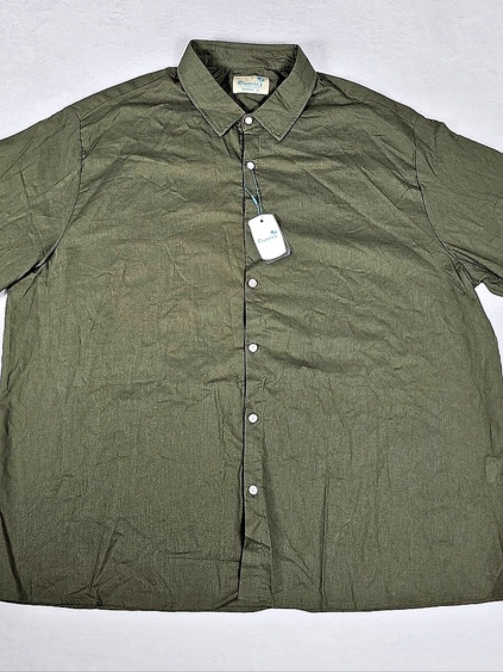 Royaura Men's 5XL Hawaiian Shirt Olive Green Short Sleeve Button Up Casual